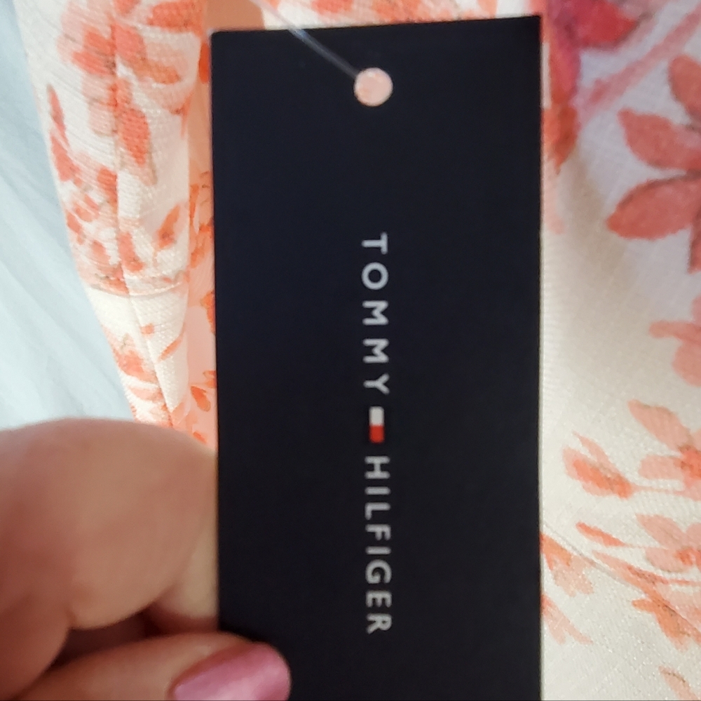 Tommy Hilfiger White and Orange Floral Dress Size 6 - Picture 8 of 11
